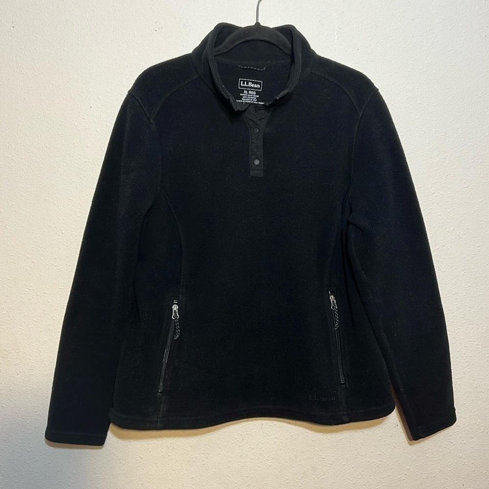 L.L.Bean Womens Black Fleeced Pullover Winter Size XL